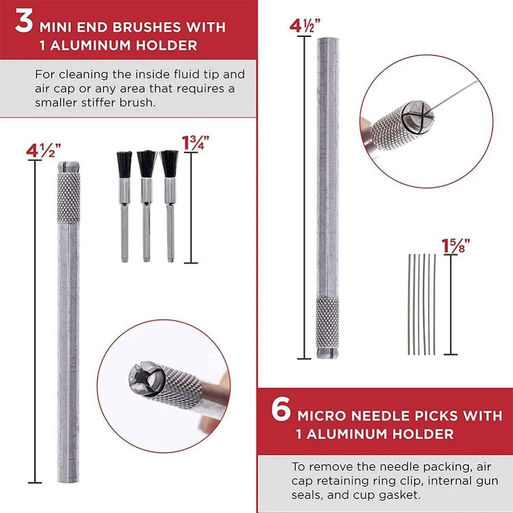 17/23Pcs Airbrush Repair Spray Nozzle Cleaning Brush Set  Paint Sprayer Maintenance