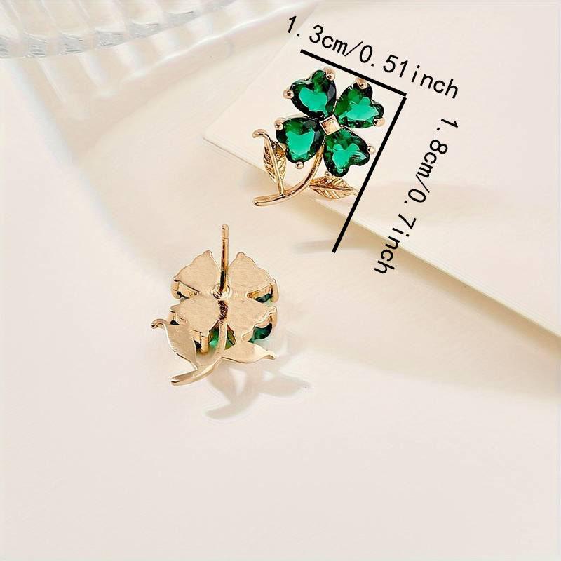 Emerald Women's Luxury Rhinestone Four-Leaf Clover Earrings