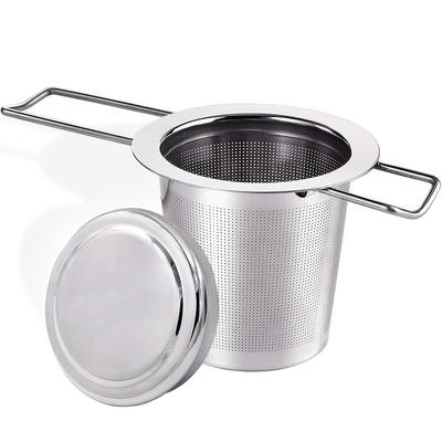 Tefilter i rostfritt stål med lock Tesil med handtag Teinfuser i metall