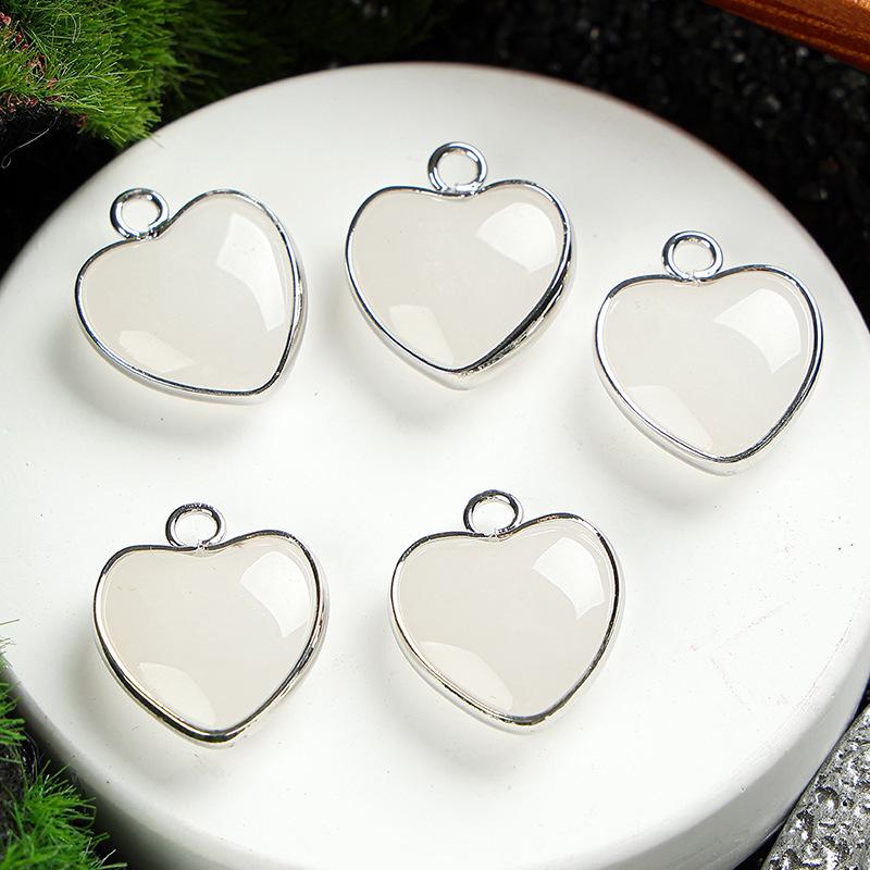 Heart-Shaped 15x19mm Natural Amethyst Agate Jade Bezel Pendant for DIY Jewelry Making