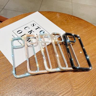 Applicable To IPhone16PROMAX Frame Rhinestone Phone Case Apple 15/14 Flash Drill Transparent Protective Case