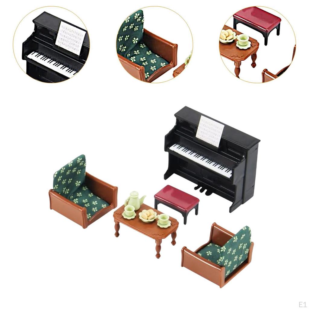 1:12 Maßstab Puppenhaus Klavier Sofa Couchtisch Lebensszene DIY Modell Zubehör Miniatur