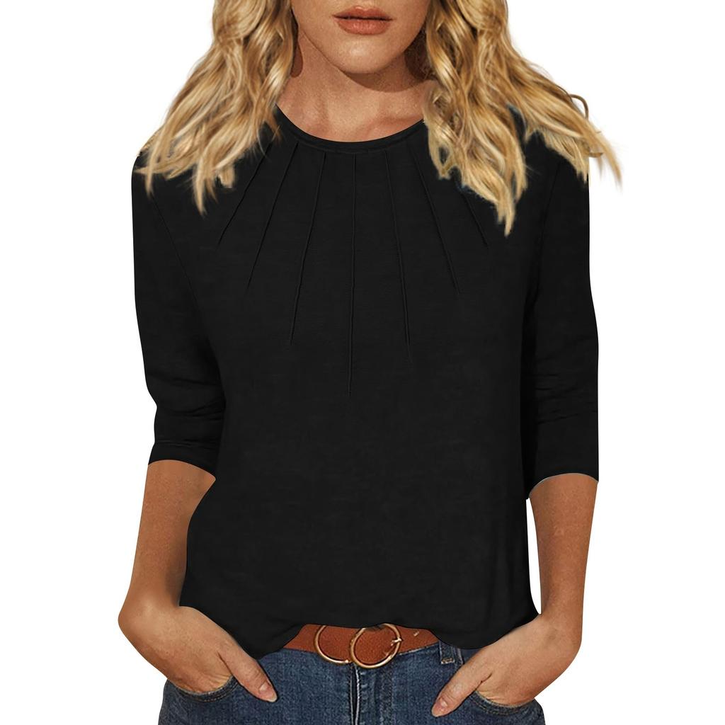 Women's Fashion Daily Versatile Casual O-Neck Three Quarter Sleeve Top