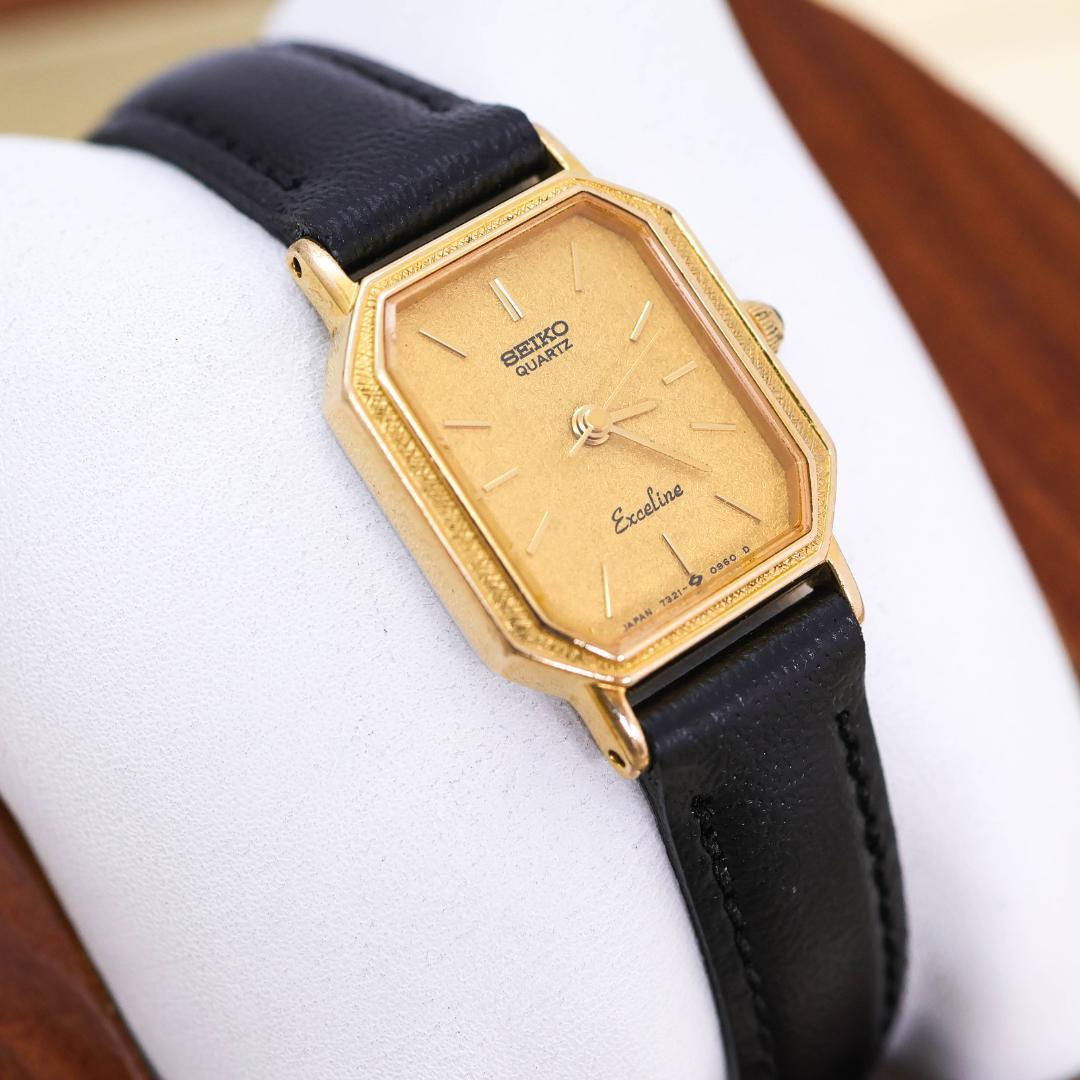 

[USED] Working SEIKO EXCELINE Watch 14K Octagon Bezel 474