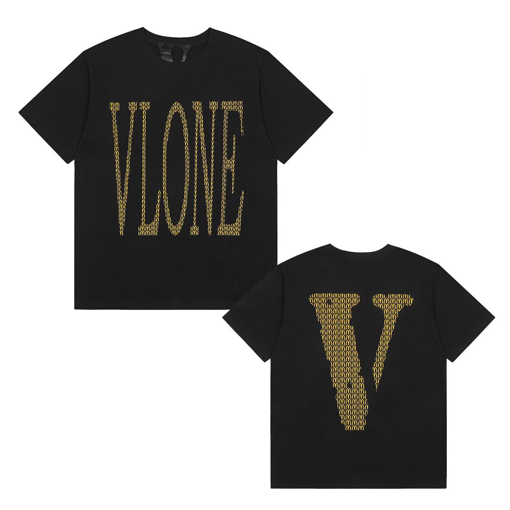 VLONE Summer Men's and Women's Back Print Monogram Big V Short Sleeve T-shirt Loose Fit