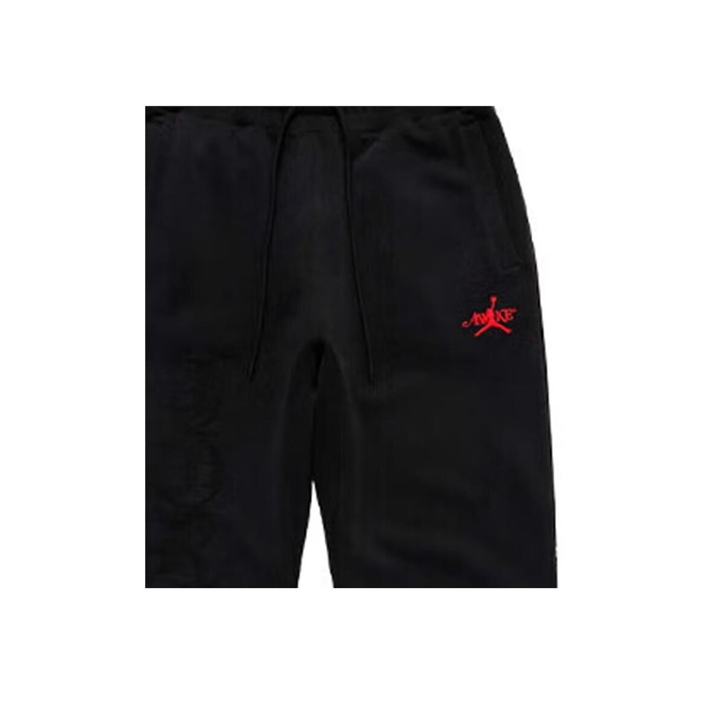 Jordan SS24 Letter Logo Embroidered Drawstring Casual Cuffed Knit Sports Pants Men Bottoms Black FQ5446-010