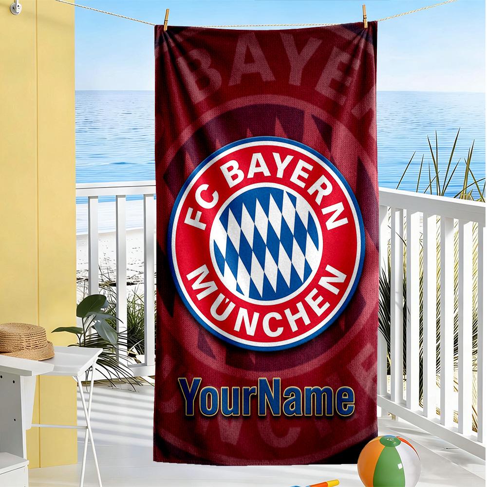 Bayern Munich Personalized Text Beach Towel Super Soft Microfiber Quickdry Fabric