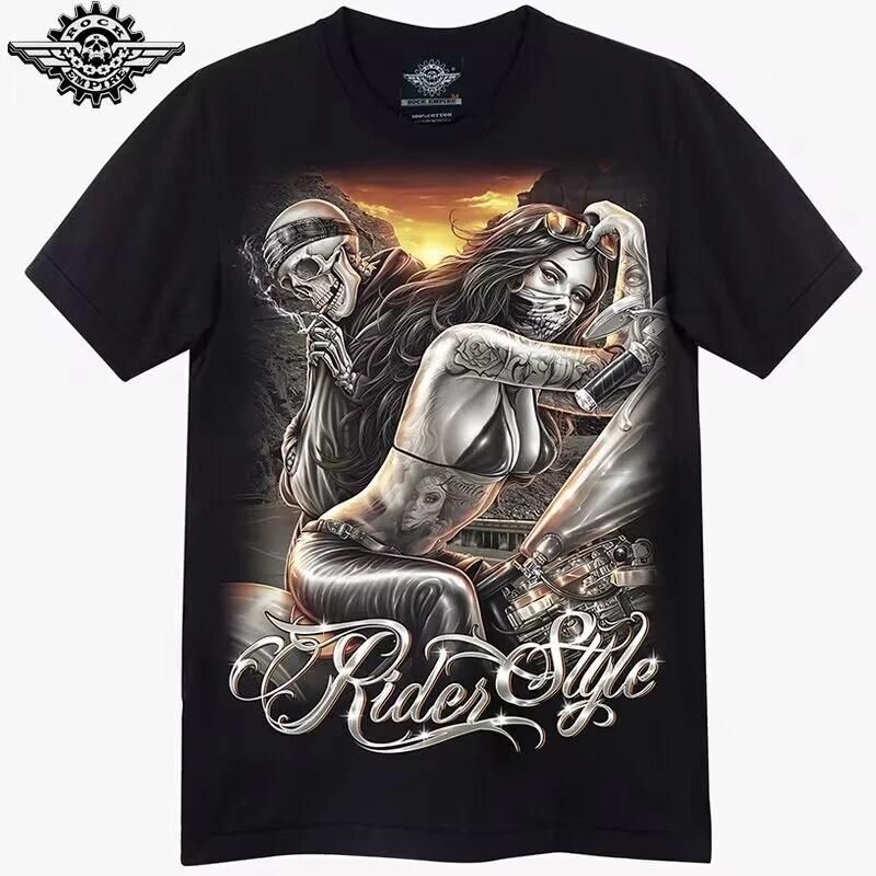 

Skull skull motorcycle sexy women short sleeve T-shirt shirt polyester L