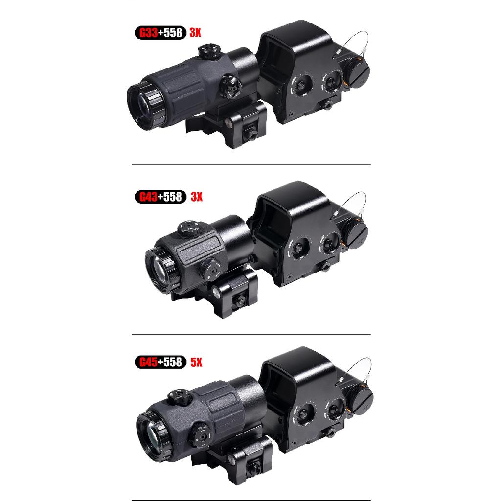 Eot**h G45 5X Magnifier Sight Scope G33 G43 3X Folding Side Flip Magnifiers Tactical Combo Hunting Amplify Adjustable Scopes