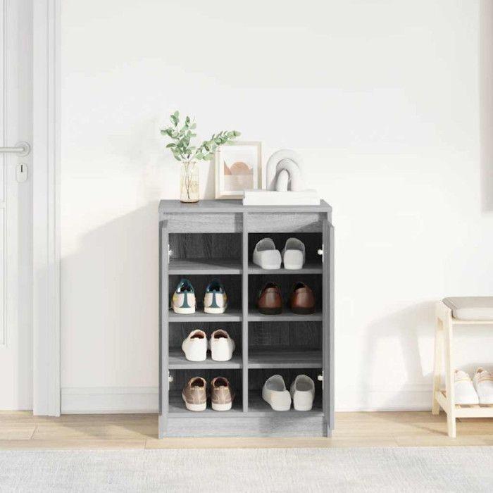 Shoe Cabinet Sonoma Grey 57x34x76 Cm Engineered Wood
