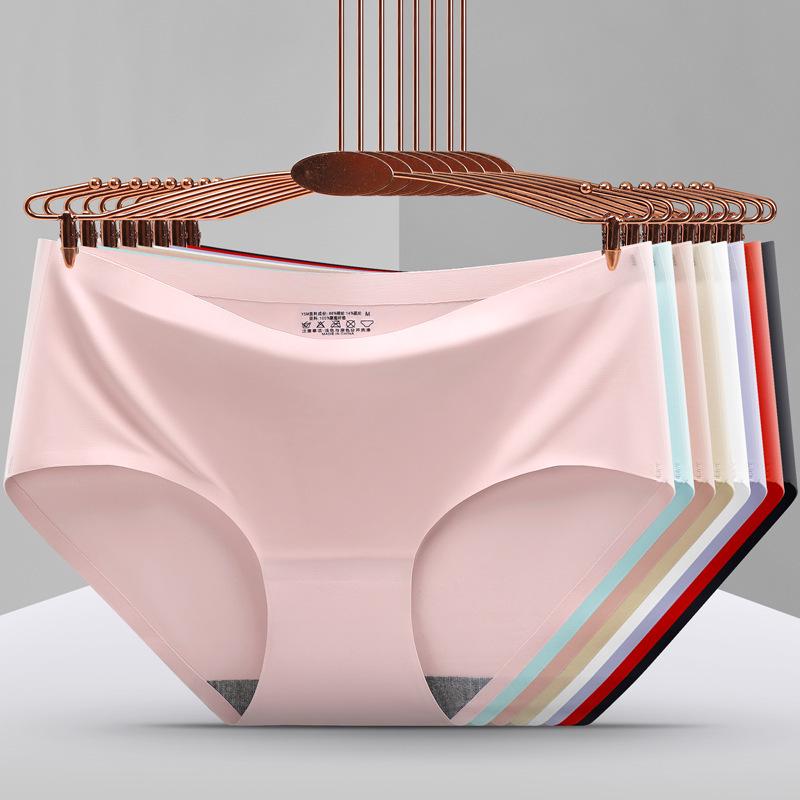 Women Seamless Underwear Large Size Panties Silk Satin Lingerie Breathable Comfort Briefs Hot Sale Skin-Friendly Underpants 1 Piece
