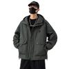 Men Plus Size Windproof Hooded Cargo Casual Loose Work Jacket Outerwear