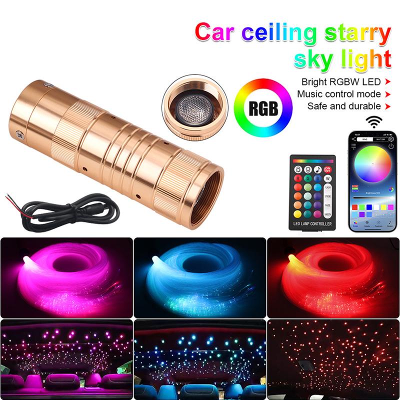 16W Twinkle RGB Car Interior Ceiling Starry Sky Decoration LED Fiber Optic Light Refit Roof Star Lights APP Music Remote Control