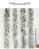 Encrypted Snowing PE Rattan Garland with Flocked Snow for Window & Wall Hanging