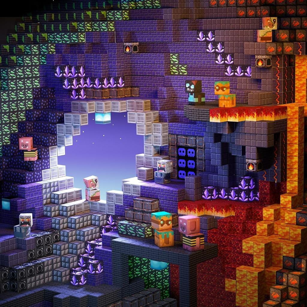 Magnetic Building Blocks Mine World Magnet Lava Dark Cave Midnight Bear Brick Cube Education Sensory Halloween Toy Children Gift