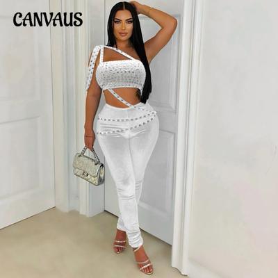 Damen neues bauchfreies kurzes Oberteil mit Slim-Hose Mode zweiteilig Hot-Diamond-Modelle