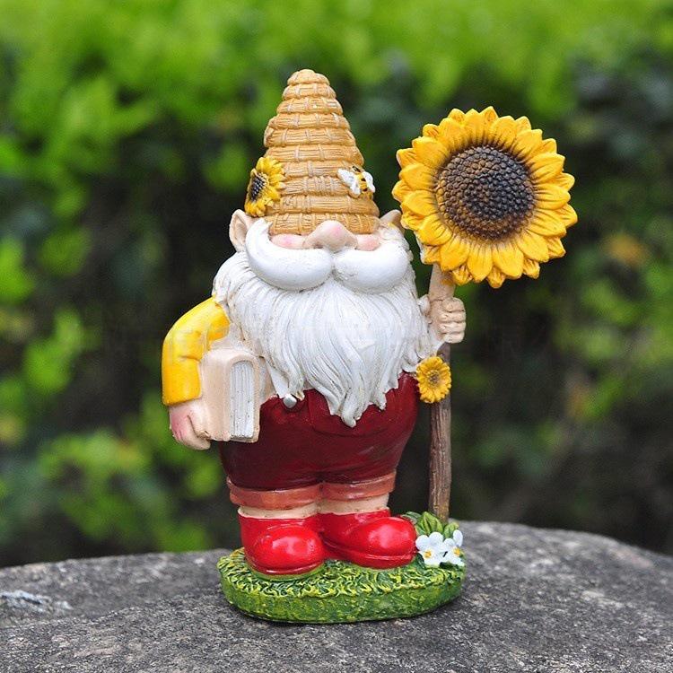 Grenzüberschreitendes Honigfest Sonnenblumen-Imker-Gnom-Ornament Figur