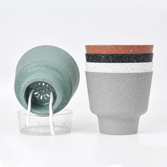 Self-Watering Flowerpot Plant Pot with Visual Reservoir Drainage Hole Self Watering Planter with Absorbent Rope for Indoor Outdoor Plants