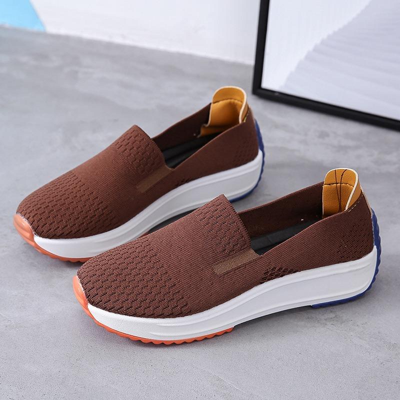 Women's Breathable Knit Slip-On Shallow-Mouth Casual Sports Shoes, Available In Large Sizes.