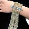 Luxury Multi-Row Rhinestone Water Droplets Shiny Long Tassel Stage Catwalk Big Bracelet Bracelet Accessories Women