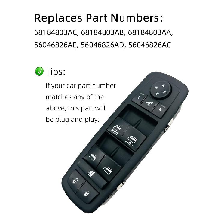 ORIGINSUN 68184803AC, 56046826AE Hauptfensterheberschalter für Jeep Grand Cherokee 2014 2015, für Dodge Journey 2011, für Chrysler 300 2012, für Ram