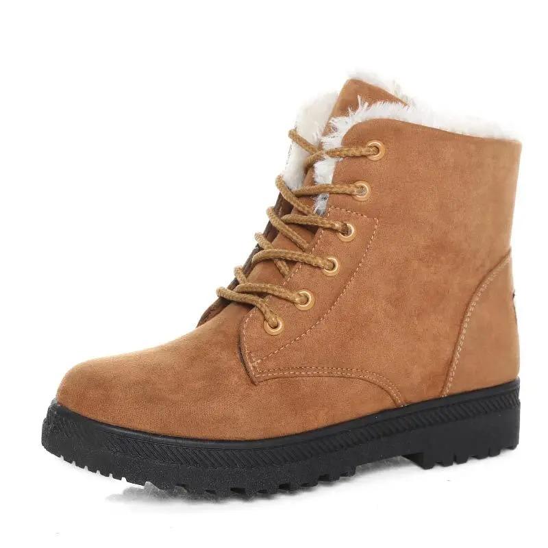 Winter Snow Boots For Women Warm Fur Lined Ankle Booties Lace Up Slip On Outdoor Walking Womens Boots Lady Fashion Shoes