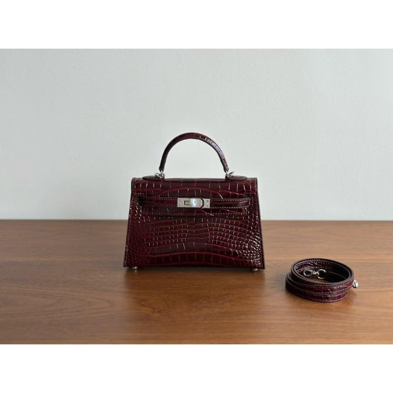 Oberleder mit Krokodilmuster, Stahlbeschläge der zweiten Generation, gängige Lokomotive, Shafi-Linie, Damen-Umhängetasche für eine Schulter