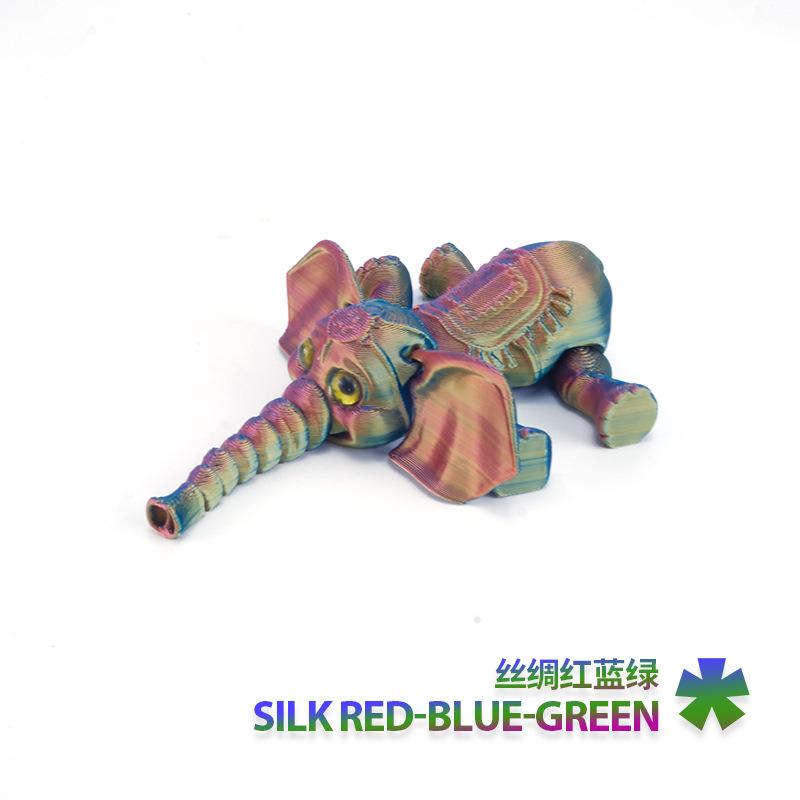 3D Printed Elephant Model Multi-jointed Movable Elephant Action Figurine Solid Mini Elephant Doll Desktop Decoration Kids Gift