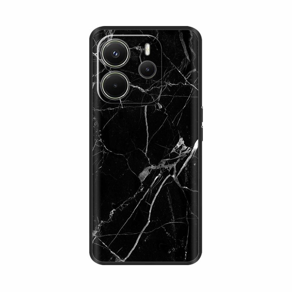 For Xiaomi Redmi Note 14 4G Case Luxury Painted Cover Black Silicone Phone Case For Redmi Note 14 Fundas note14 4G Soft Bumper