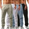 Men's Linen Pants Breathable Solid Color Comfortable Pants Fitness Yoga Jogging Sweatpants Streetwear