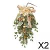 2pcs Christmas Teardrop Swag Winter Door Wreath Garland for Home Outdoor Indoor Decor