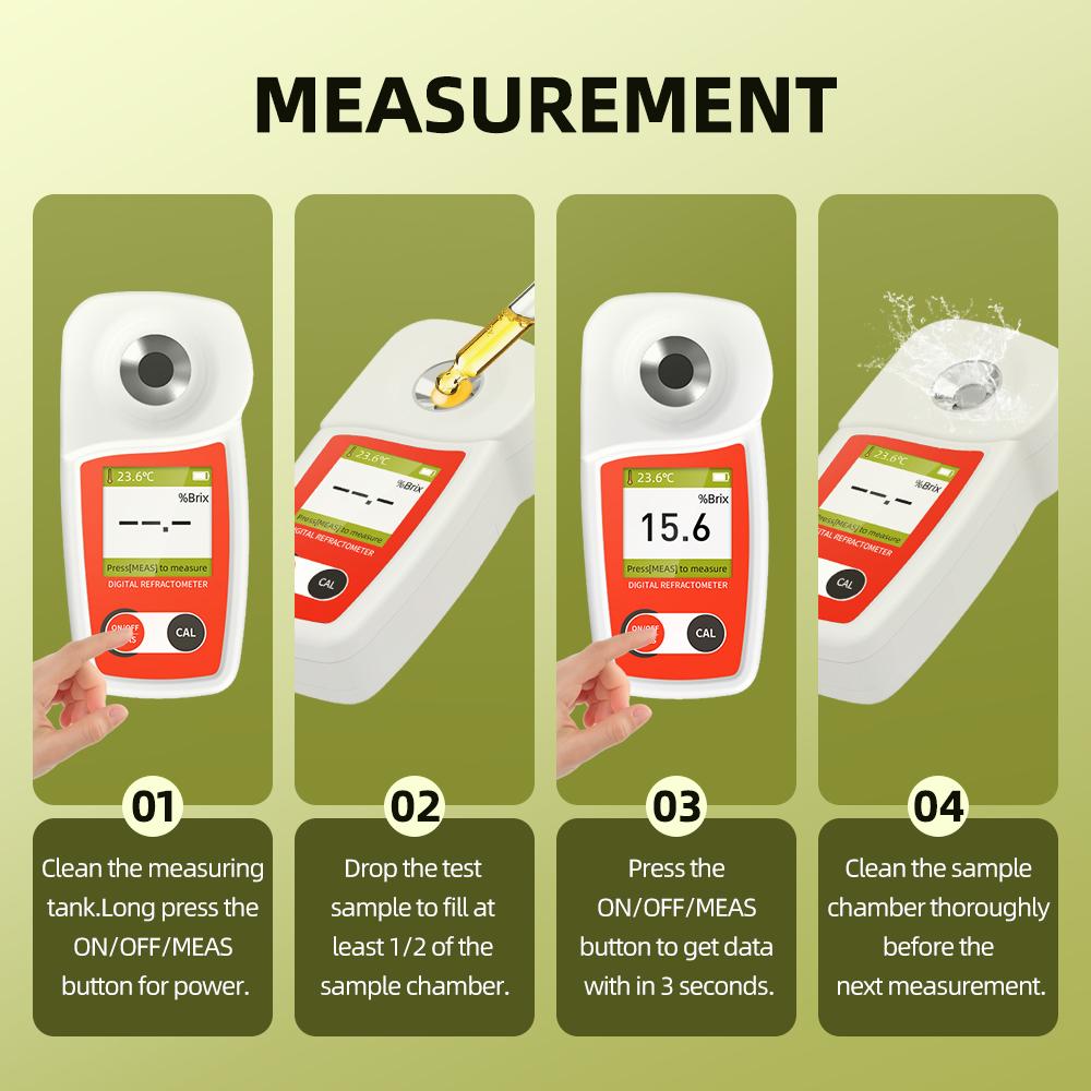 NOHAWK LCD Sugar Meter Refractometer Brix Meter Sugar Content Measuring Instrument Fruit Juice Beverage Honey Vegetables