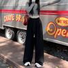 2025 Spring Women's High Waist Loose Wide-Leg Cotton Pants with Drawstring