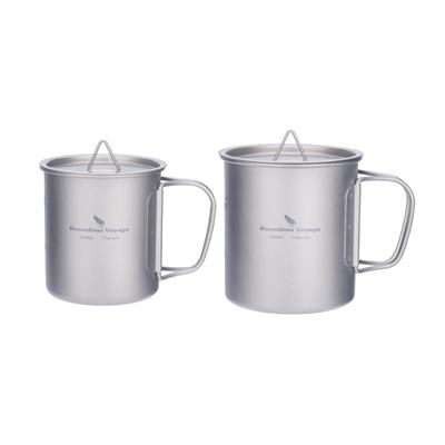 Boundless Voyage Titanium Mug with Single Folding Supplies Lid, Ultra-Lightweight, Rust-Resistant, Mug, Stackable, Handle, Open-Face, Outdoor/Camping