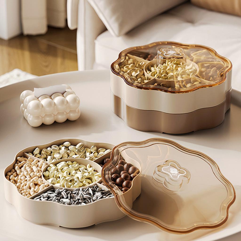 Candy Box Plastic Dry Fruit Container with Cover for Living Room 5 Compartments Snacks Organizer for Household Use