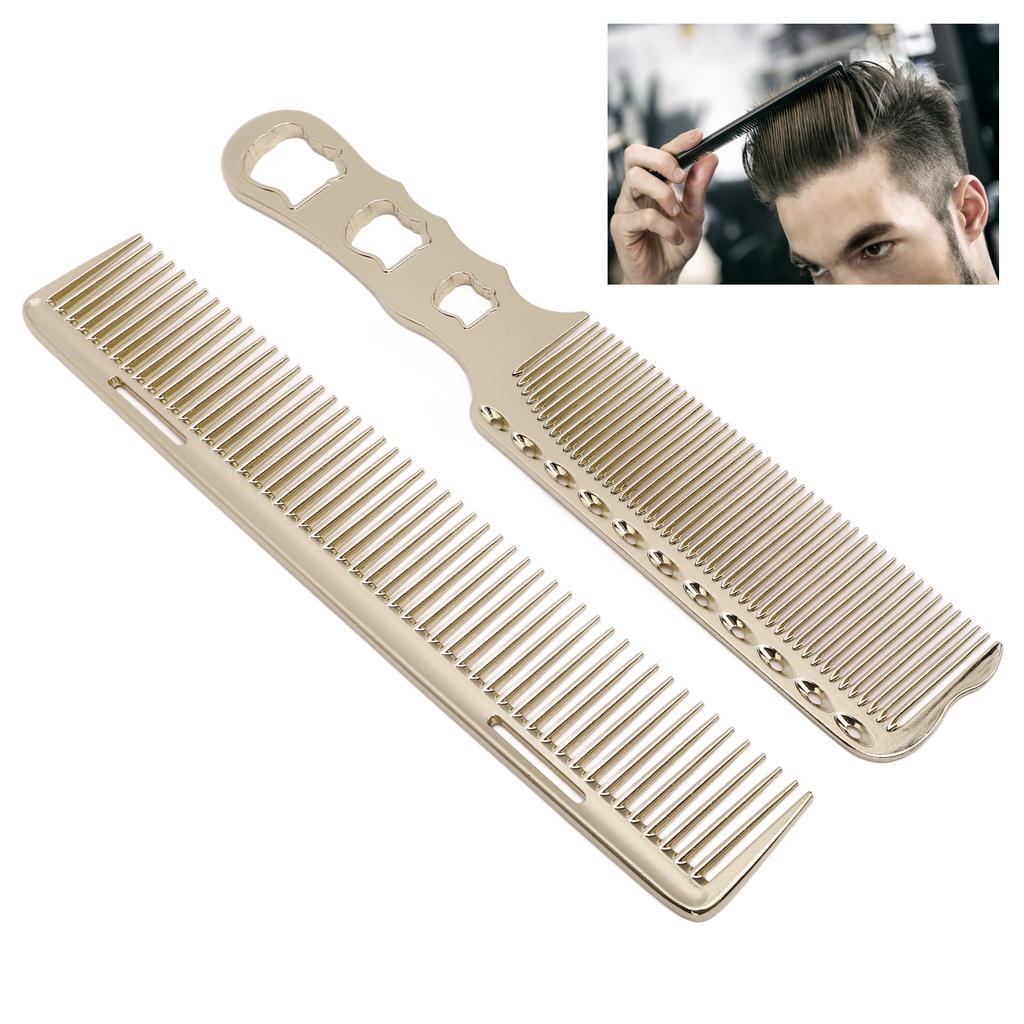 2 Stück Aluminium Haarkamm Feinzahn Hitzebeständig Haarstyling Metallkamm für Salon