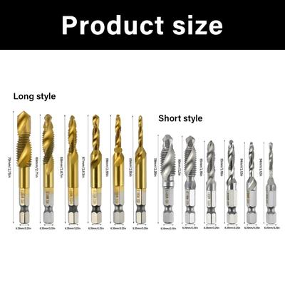 Spirals Tap Drill Bit Tool With 1/4 Hexagonal Shank Screw Thread Tap Drill For Automotive And Furniture Assembly