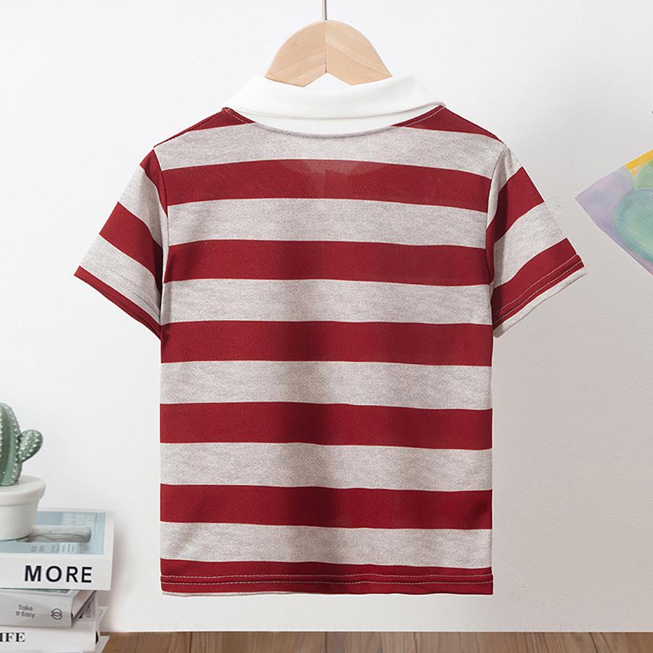 Kids' Striped Multicolor Polo Shirt - Boys' Gentleman Casual or Girls' Solid Short Sleeve Tee