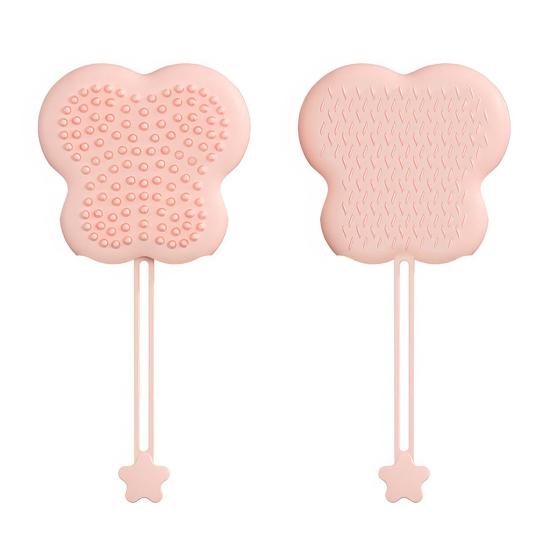 2-in-1 Pet Grooming Glove with Lanyard Soft Flexible Cat Head Shape Pet Grooming Massage Glove Grooming Mitt