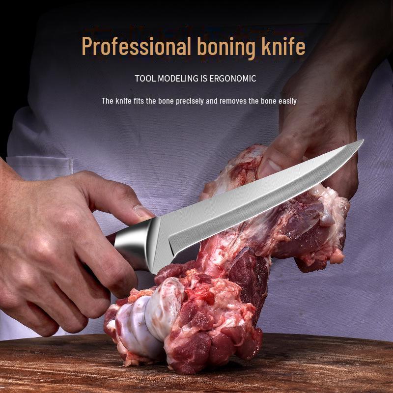 Stainless Steel Multi-Purpose Boning & Butcher Knife - Sharp Meat & Bone Cutting Tool for Chefs