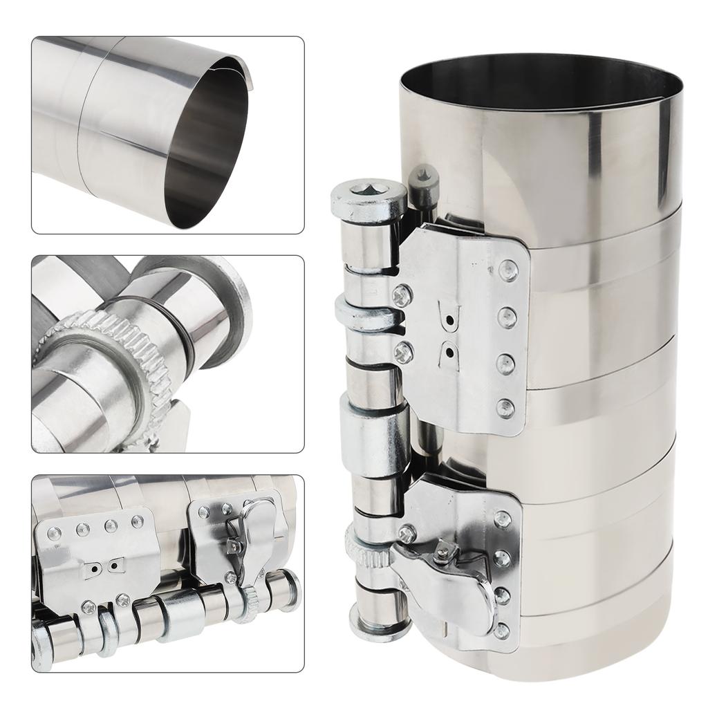 Adjustable 2.4-7.6 Inch 60-190mm Car Engine Piston Circle Compressor Professional Installer Removal Kit Includes Four Angle Wrench Storage Bag