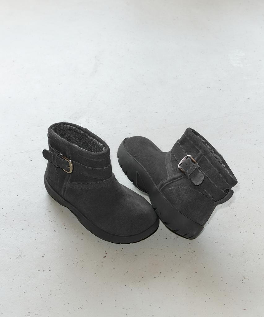 Khiho Boucle Buckle Shorts Winter Boots Gray