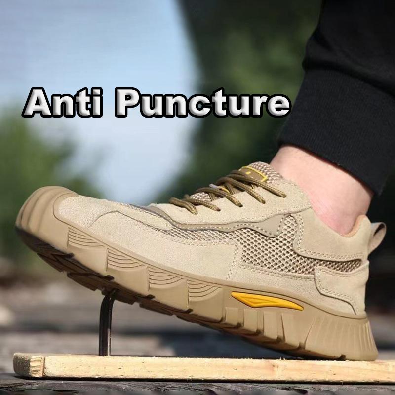 Oulylan Outdoor Mesh Breathable Workshoes Summer Wear Resistant Labor Footwear Solid Color Anti Puncture Safety Boots 38-46