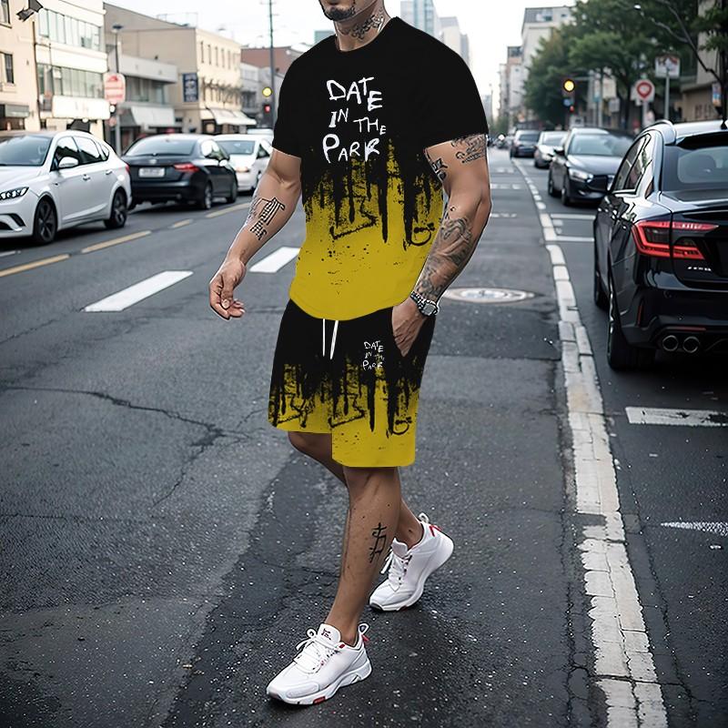 Men's Two-piece Sportswear Short Sleeved T-shirt and Shorts Set Running and Fitness Sportswear 2025 Summer Fashion New Item