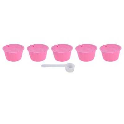 5Pcs 50ml Coffee Capsule Reusable Coffee Filter Cup with Spoon for DOLCE GUSTO Coffee MachinePink