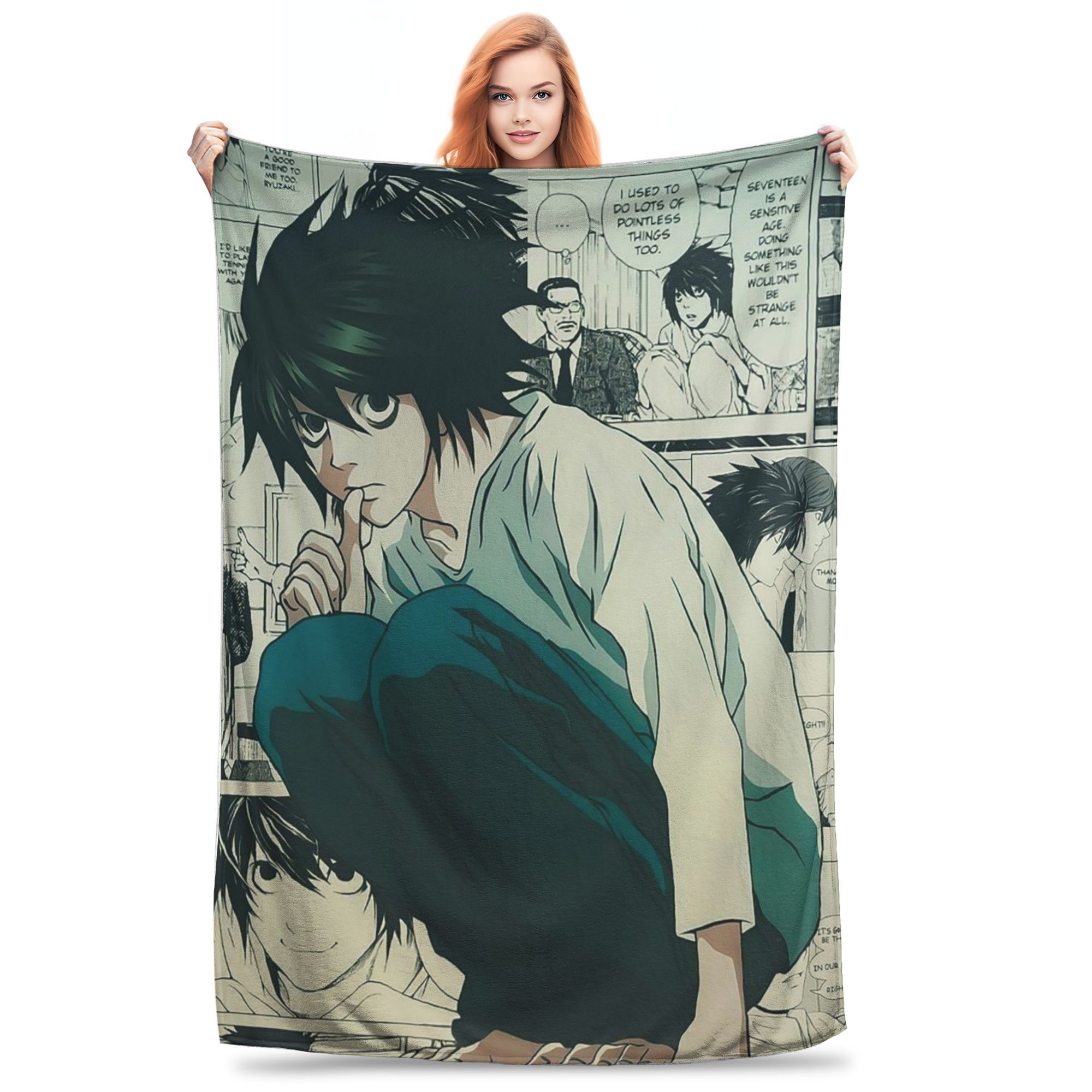 

Flannel Throw Blanket L Lawlet death Notes Warm Plush Blankets Soft Bedspread for Bed Living room Home Picnic Couch 80x120cm