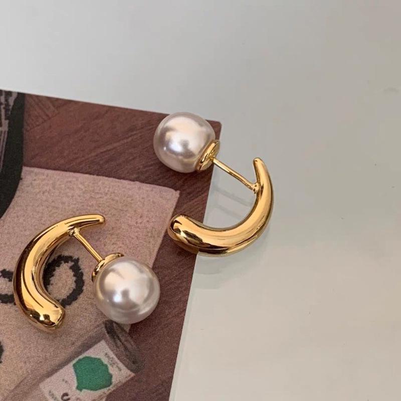 Francouzské retro geometrické náušnice s perlou - Exagerovaná high-end móda pro ženy