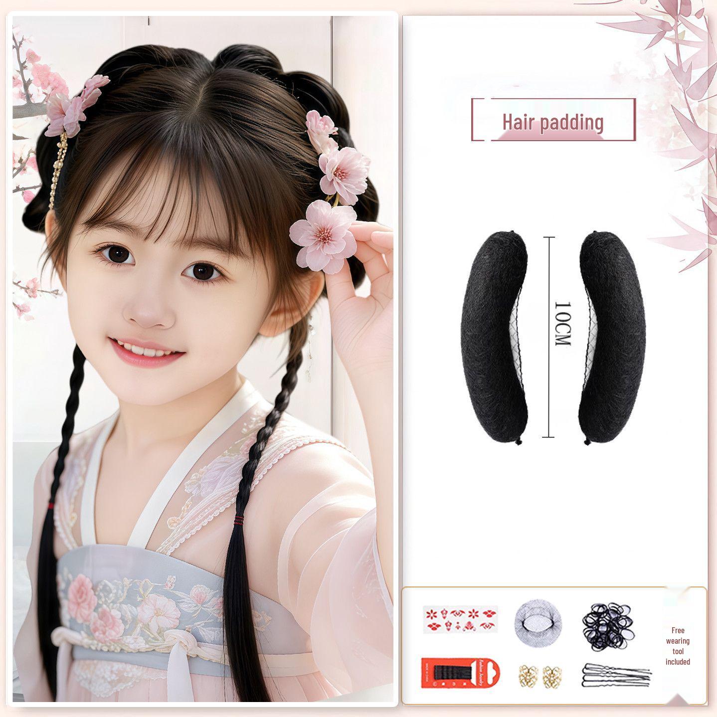 June 1st Children s Hanfu Wig: Ancient Style Hair Bun Accessories for Girls
