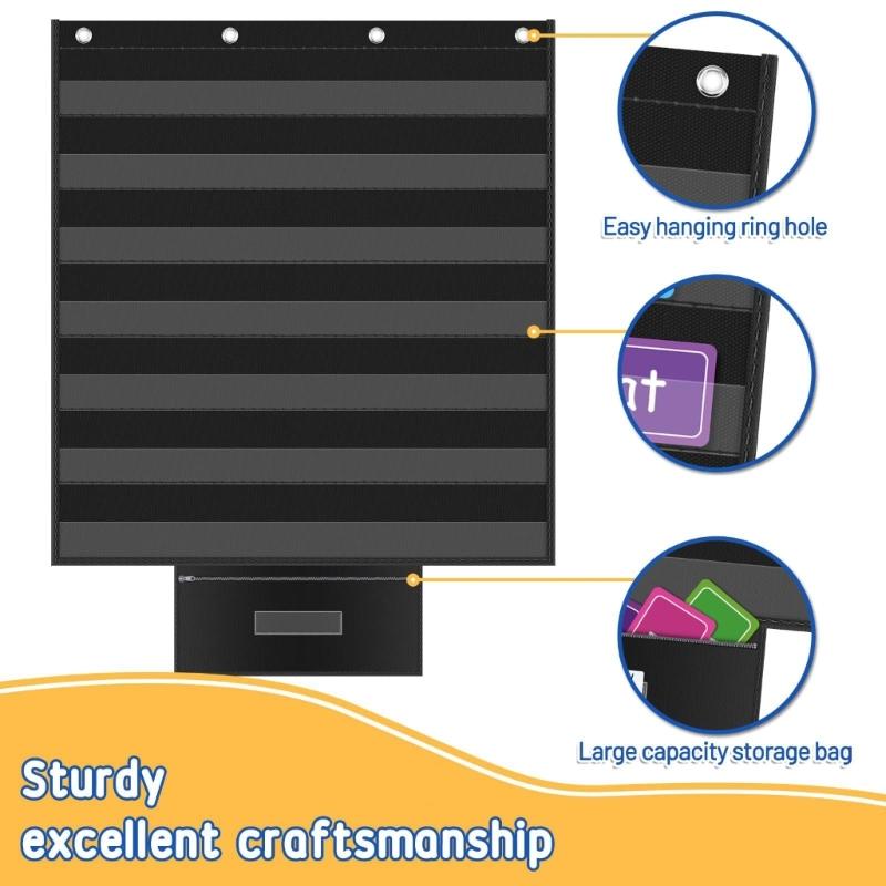 Hanging Pocket Chart With Multiple Transparent Document Holders Learning Educational Toy Special Education Teaching Tool