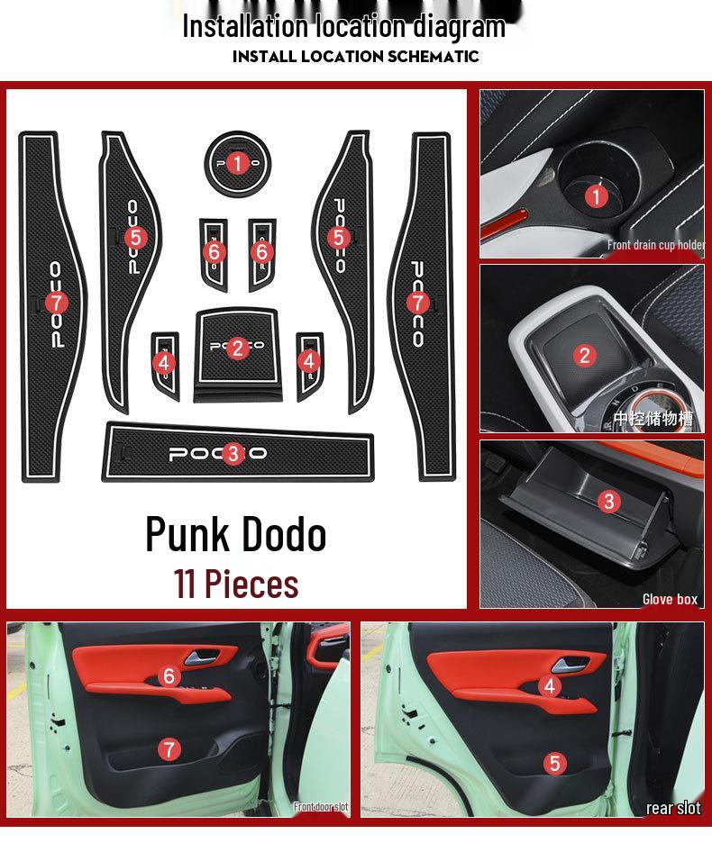 Punkduoduo Car Interior Decoration: Door Slot Pad & Cup Holder